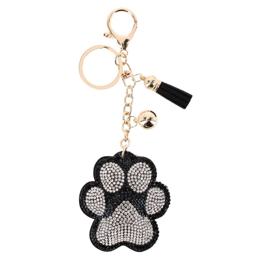 CTM Women's Rhineston Dog Paw Bag Charm & Key Chain